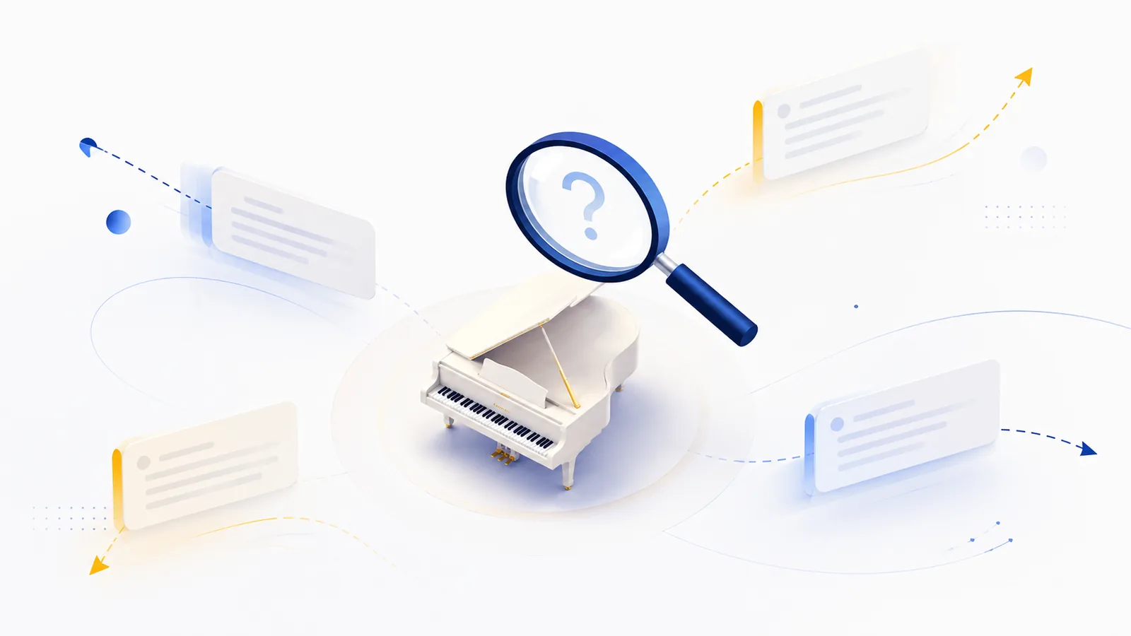 ピアノ教室がSEOで集客できない3つの理由を象徴するイラスト