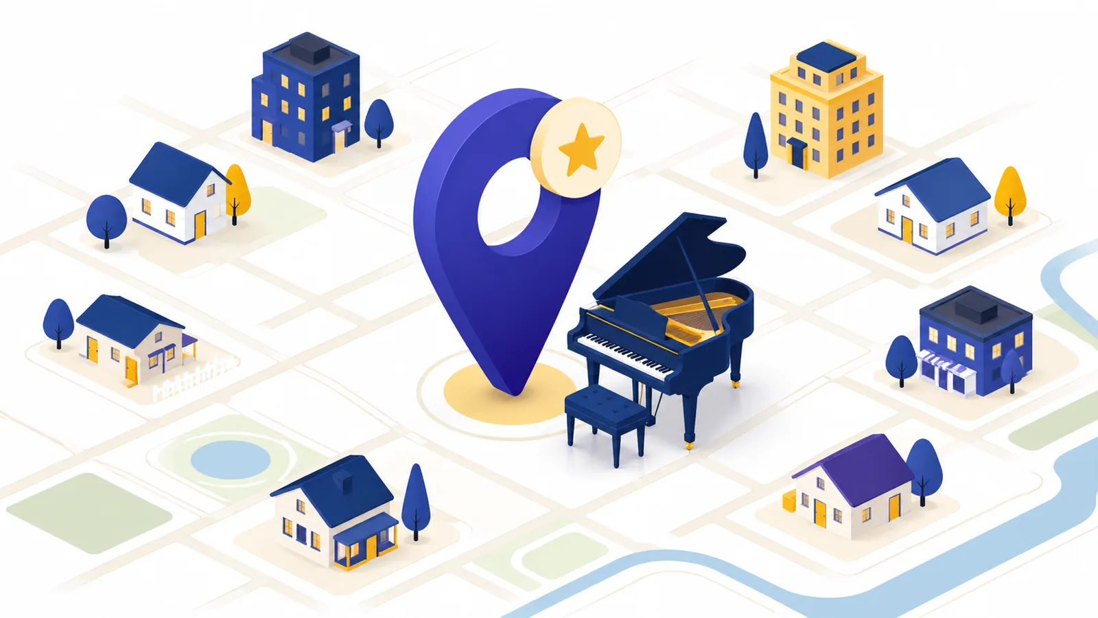 地域名×ピアノ教室で検索1位を取るローカルSEOのイメージ