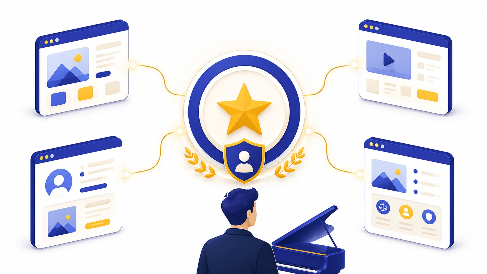 被リンクとE-E-A-Tで権威性を高めるピアノ教室SEOの図