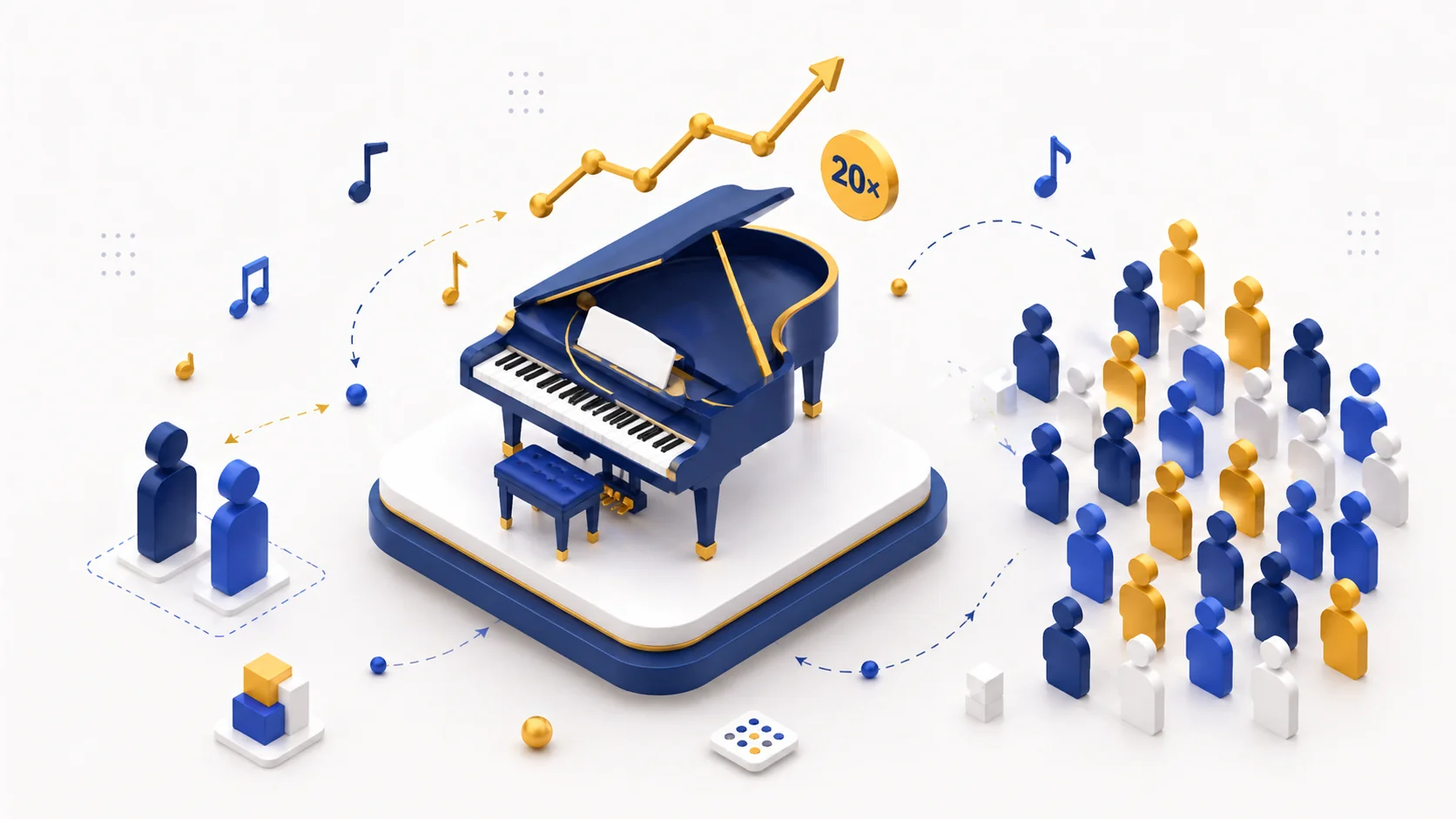 ピアノ教室A様が4年で生徒数20倍を達成したSEO事例のイラスト