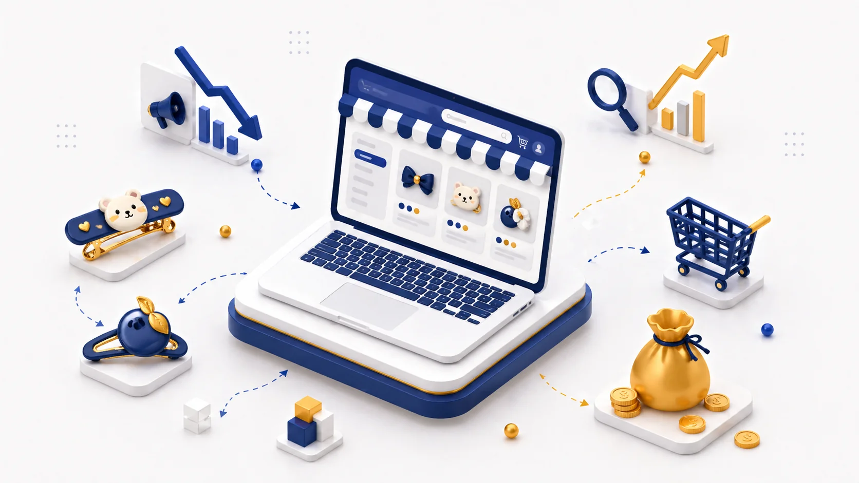 ヘアアクセサリーECが6ヶ月で月商7桁を達成したSEO事例のイラスト