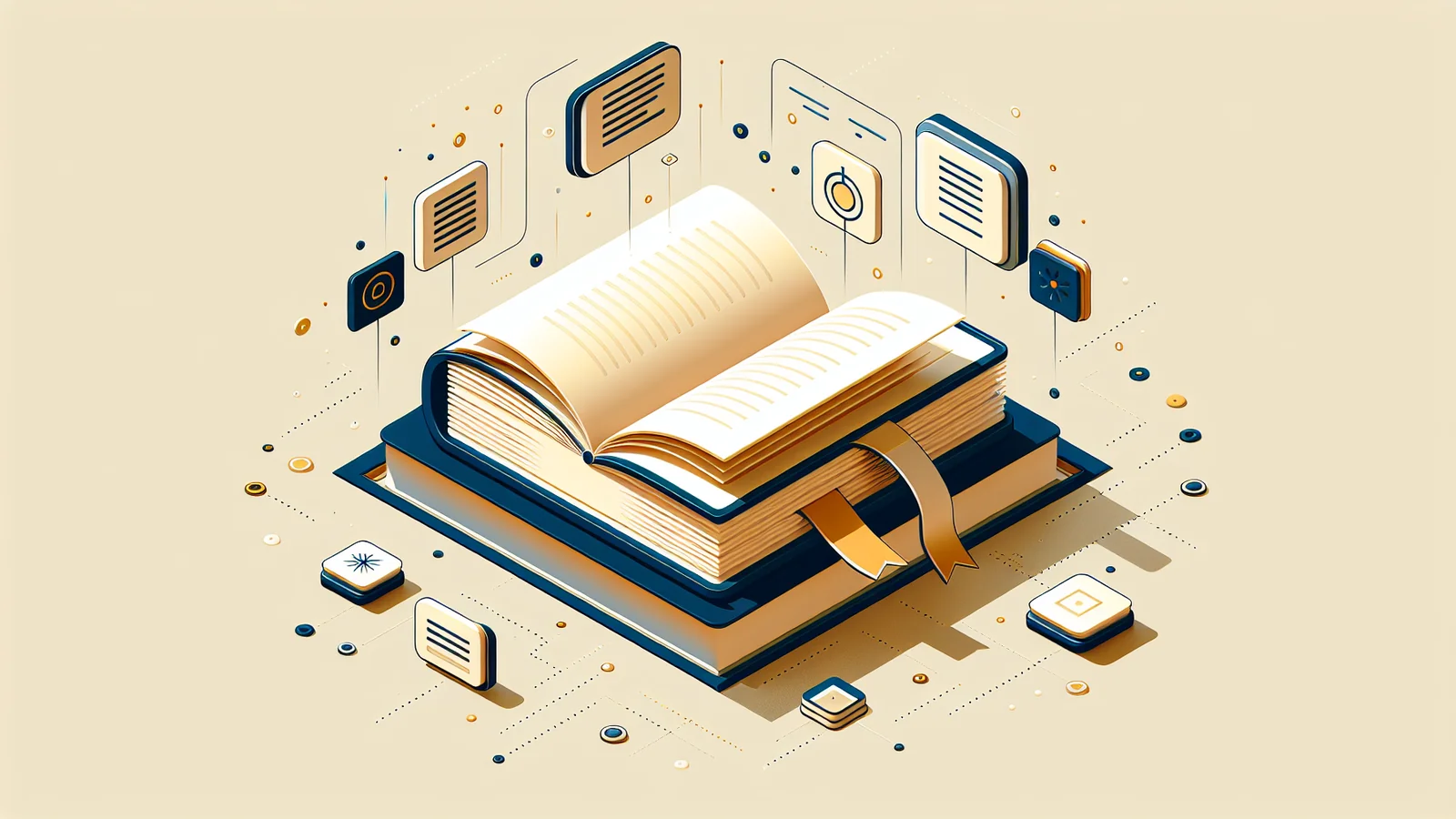 サーバー・SEO・Core Web Vitals用語集を表現した辞書と用語カードのイラスト