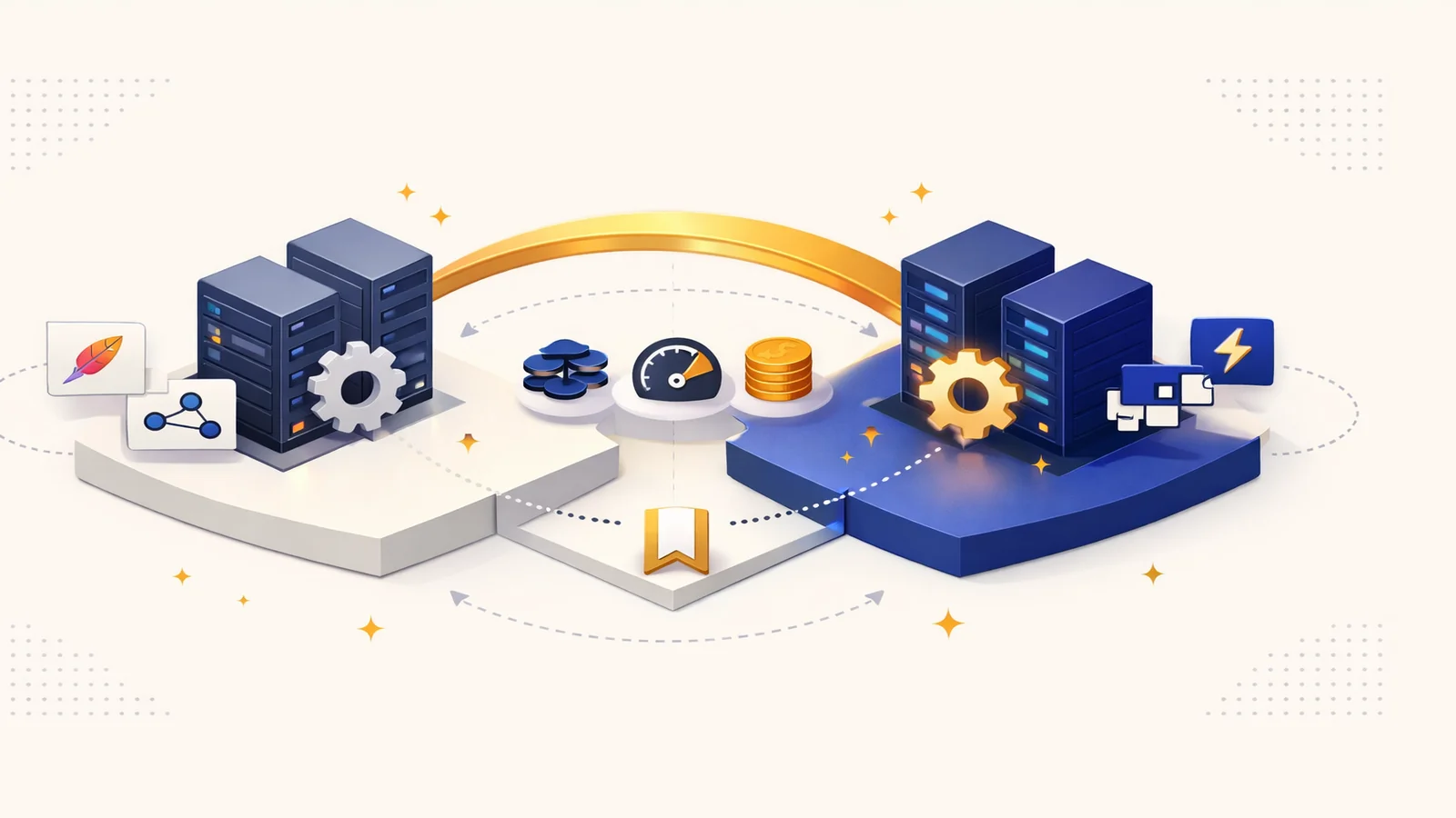 ConoHa WING・エックスサーバーとの対比視点｜Apache/Nginx系とLiteSpeed系の違いを表現したイラスト