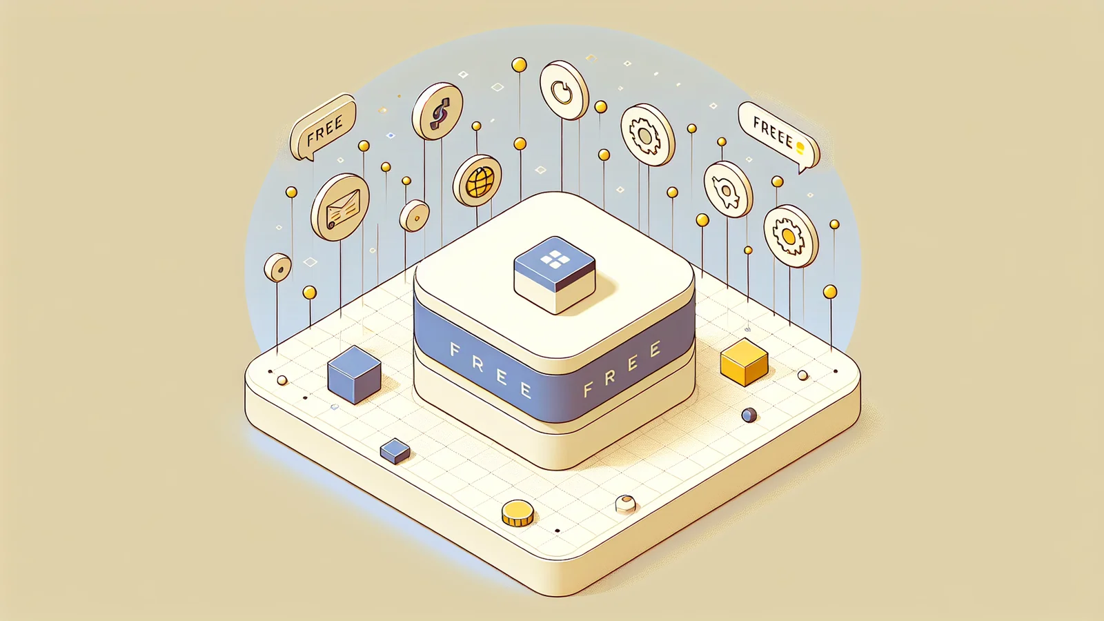 Cocoon無料テーマの完成度を表現したクリーンなブロックとコミュニティのイラスト