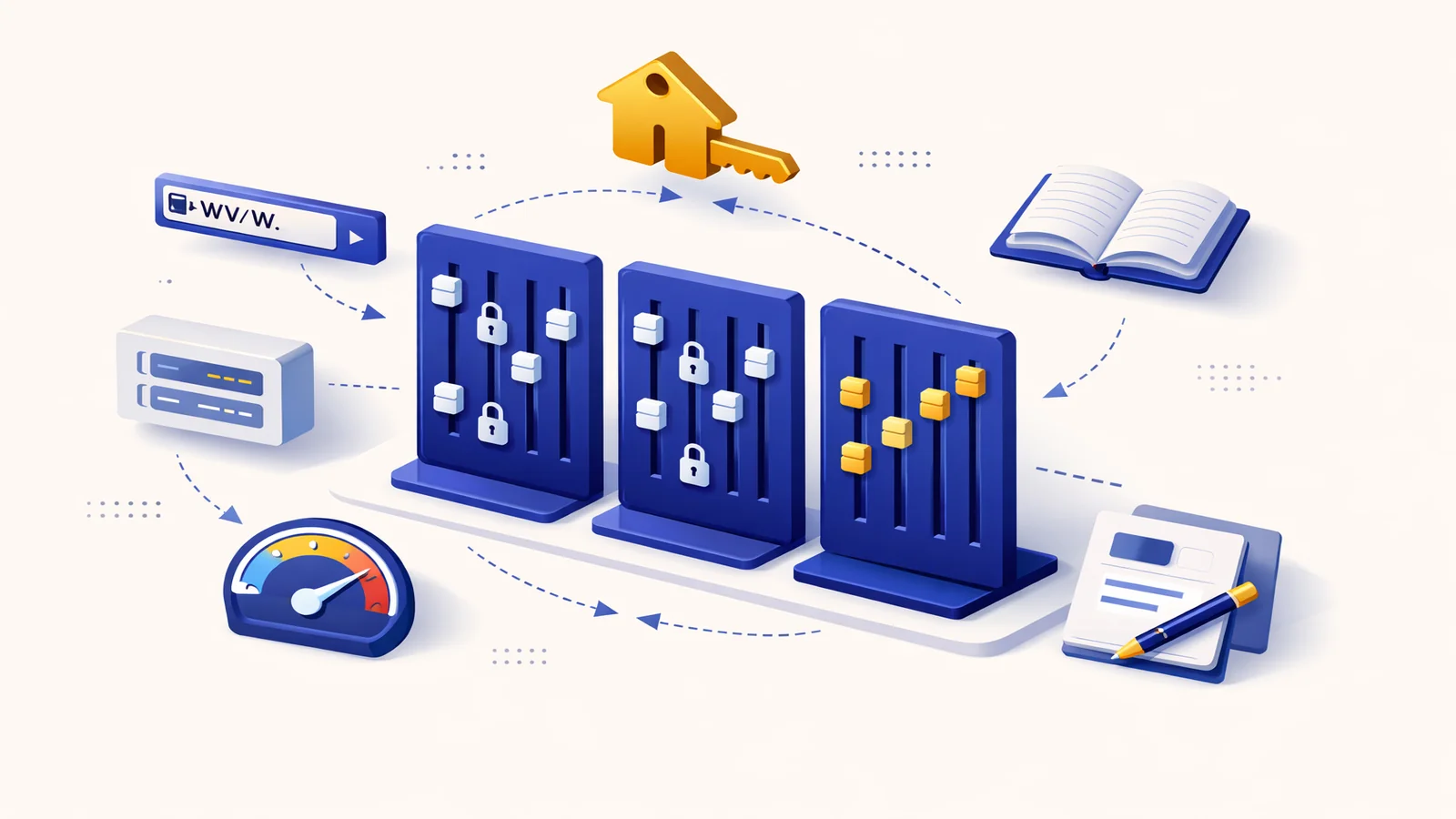 3つのECカートのSEO自由度を5つの観点で比較するイメージ